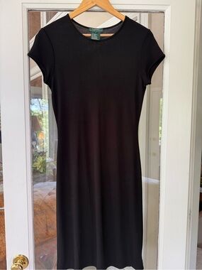 Lauren Ralph Lauren Black Cap-Sleeve Sheath knit Dress. Capsule piece Sz M . GUC